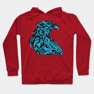 blue mecha peregrine falcon halcon ecopop in mexican techno organic tribal totonac patterns Hoodie